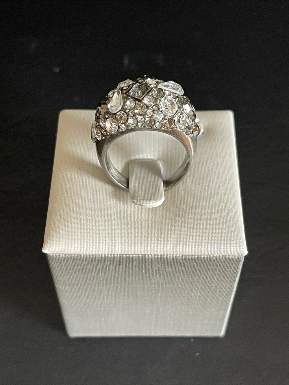 Fossil rhinestone Cluster dome Statement Ring.